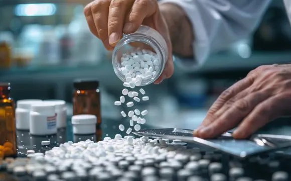 Pharmacist dispensing prescription medication